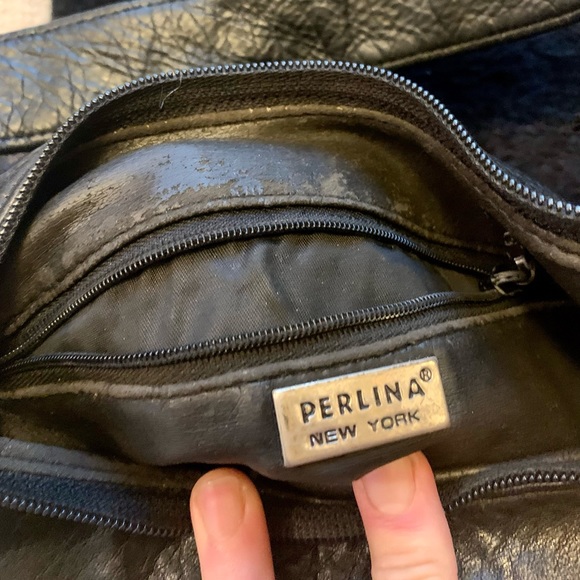 Perlina Handbag Genuine Black Leather. In excellent condition. - Picture 3 of 7